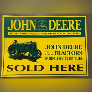 Vintage John Deere Metal Sign “SOLD HERE” Collectable